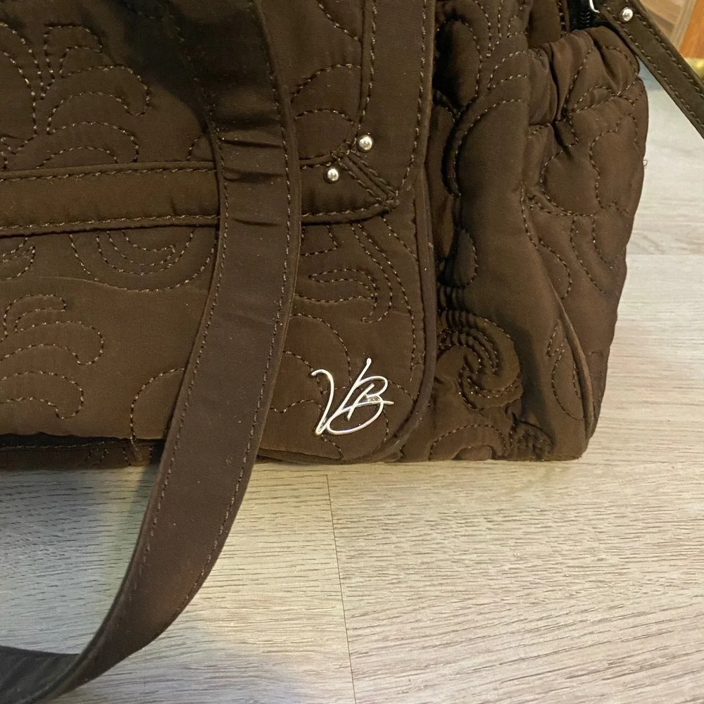 Vera Bradley Diaper Bag Large Brown Quilted Floral Lining with Changing Pad